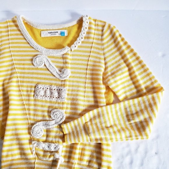 ANTHROPOLOGIE Sparrow Loose Lines Yellow Sweater M - Picture 2 of 8